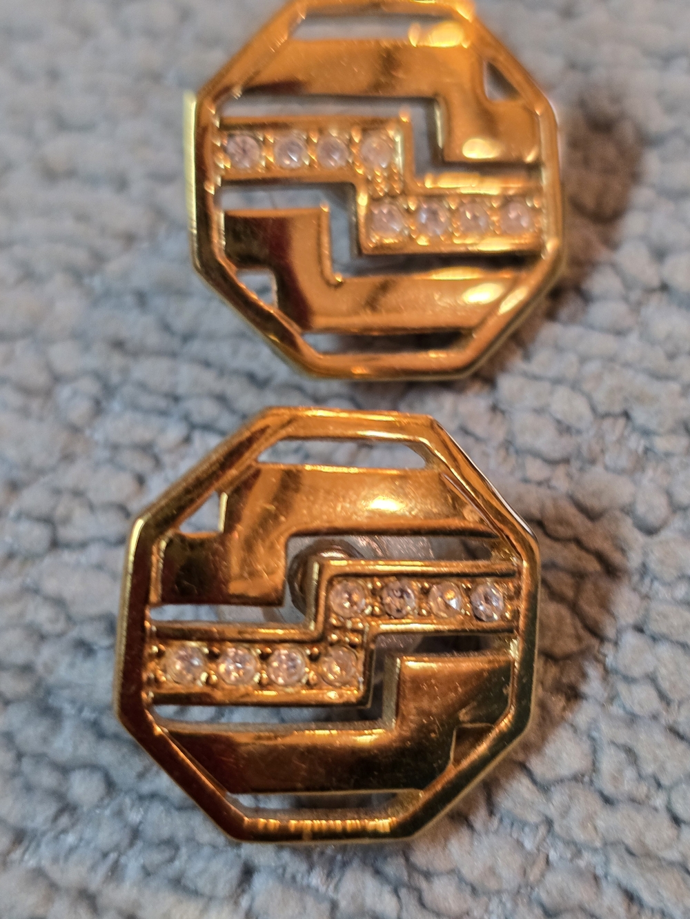 Avon Centenial Gold Tone Octagonal Crystal Accent Earrings - Women Jewelry